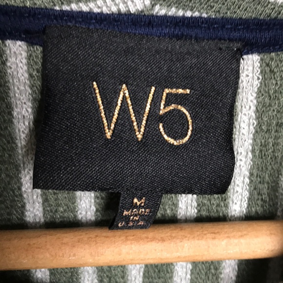 Anthro W5 Top Striped Bell Sleeve Moss Green - Picture 6 of 8